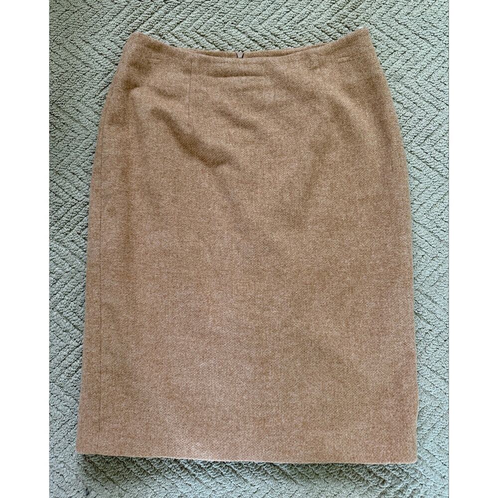 Gaâla Paris Wool Pencil Skirt Caramel Brown Tailored Straight Midi Minimalist